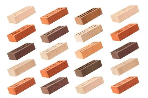 Multicolored bricks on an isolated white background. Stock Photos