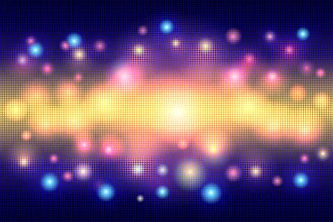Multicolored bright abstract mosaic background of dots with a shining center Stock Illustration