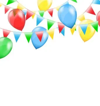 Multicolored bright buntings garlands with inflatable air balls Stock Illustration