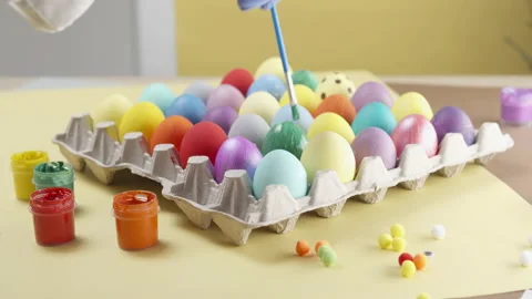 Multicolored bright Easter eggs Stock Footage 147616456