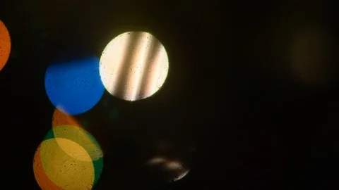 Multicolored Bright fuzzy lights circles from garlands of multicolored light. Stock Footage 120146107