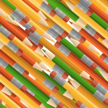 Multicolored bright pattern of colored pencils. NOT seamless. In the shape of a Stock Illustration