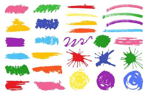 Multicolored brush strokes vector hand drawn set Stock Illustration