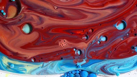 Multicolored bubbles of paint in the oil surface Stock Footage 80903342