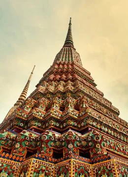 Multicolored Buddhist temple Stock Photos