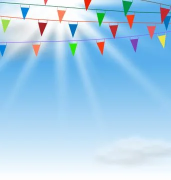 Multicolored Buntings Flags Garlands Stock Illustration