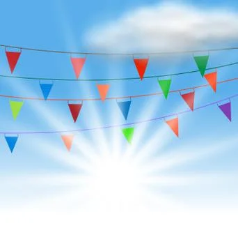 Multicolored Buntings Flags Garlands Stock Illustration