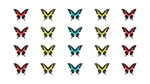 Multicolored butterflies in the form of a matrix Stock Illustration