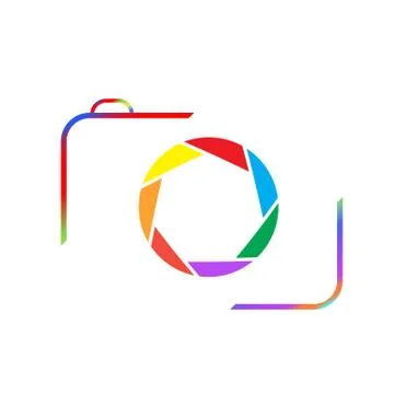 Multicolored camera on a white background. Stock Illustration