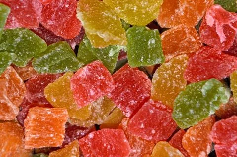 Multicolored candied pineapple Stock Photos