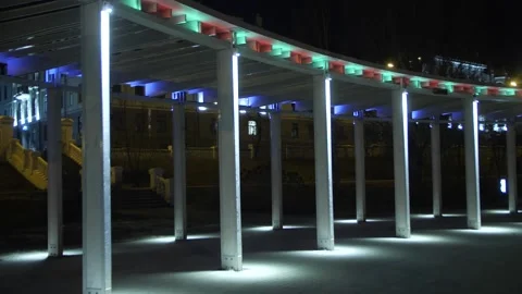 Multicolored Canopy with pillars in the Park Stock Footage 144638412