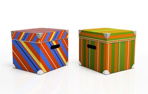Multicolored cardboard boxes isolated on background Stock Illustration