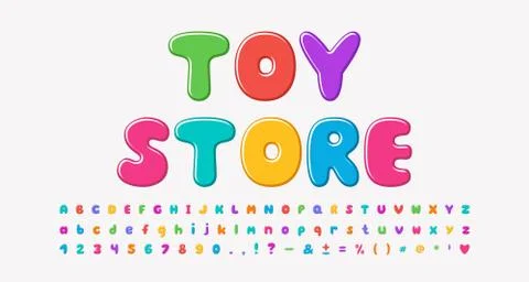 Multicolored cartoon alphabet bubble shape font rainbow bright colors. Uppercase Stock Illustration