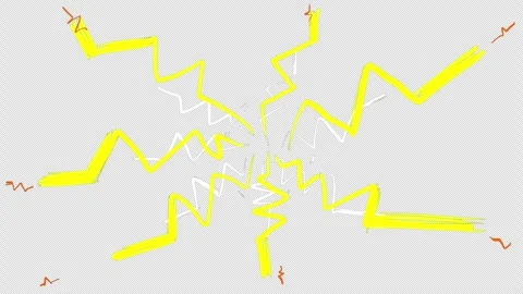 Multicolored cartoon lightning shatters in all directions on a black screen. Stock Footage 334674392