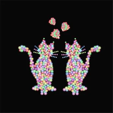 Multicolored cats Stock Illustration