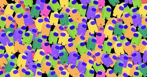 Multicolored characters on a black background. Robot for poster. 3d render il Illustrazione stock