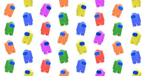 Multicolored characters on a white background. Robot for poster. 3d render il Illustrazione stock