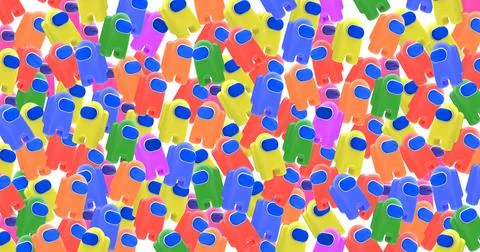 Multicolored characters on a white background. Robot for poster. 3d render il Illustrazione stock