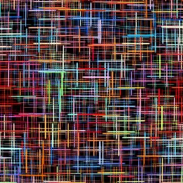 Multicolored checkered pattern on black as abstract background. Stock Illustration