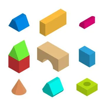 Multicolored childrens 3D cubes, vector flat illustration. Stock Illustration