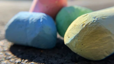 Multicolored Children's Chalk Macro Stock Footage 126120078