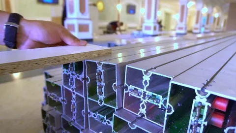 Multicolored Chipboard panels. close-up background Video stock 78214421