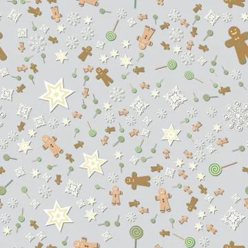 Multicolored christmas Seamless Pattern with Christmas Icons. Vector Stock Illustration