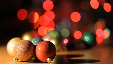 Multicolored Christmas toys and hypnotic lights. Stock Footage