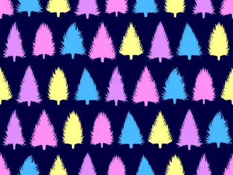 Multicolored Christmas trees seamless pattern. Christmas design for Christmas 스톡 일러스트
