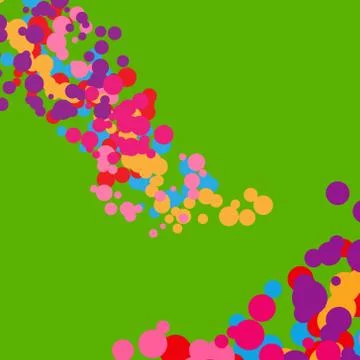 Multicolored circles on a green background. Stock Illustration