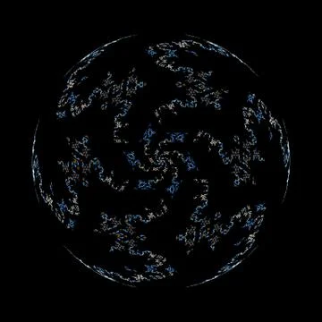 Multicolored circular fractal effect, isolated on black Stock Illustration