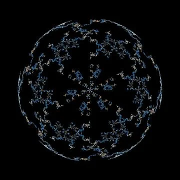Multicolored circular fractal effect, isolated on black Stock Illustration