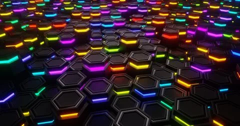Multicolored close-up. Hexagon abstract background. hexagonal structure 3d il 스톡 일러스트