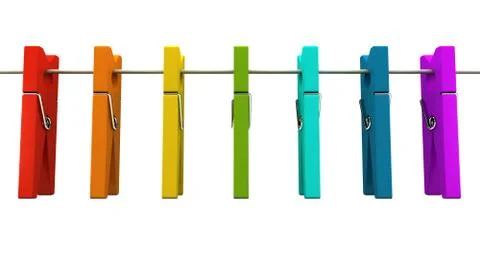 Multicolored clothespins on rope Stock Illustration