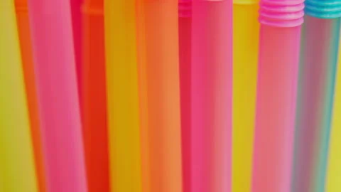 Multicolored cocktail tubes, camera movement, close up Stock Footage 141215083
