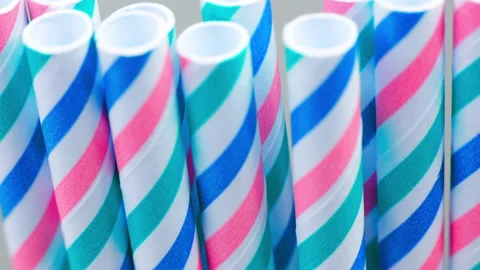 Multicolored cocktail tubes, camera movement Stock Footage 143496046