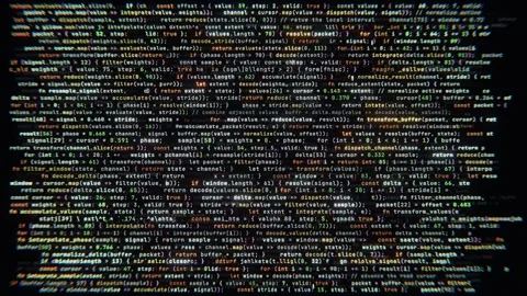 Multicolored code background with distortion in a seamless loop Stock Footage 347394339