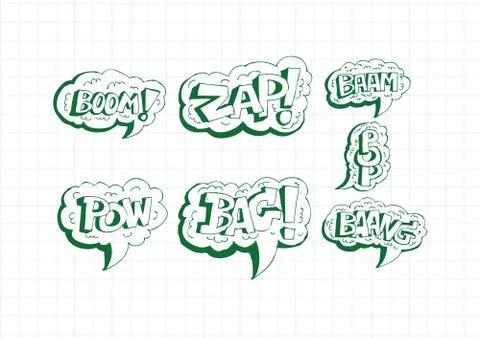 Multicolored comic sound effects  speech bubble cartoon イラスト素材