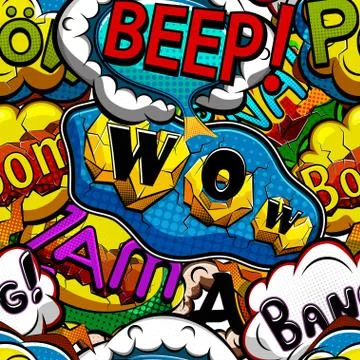 Multicolored comics speech bubbles seamless pattern Stock Illustration