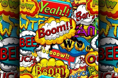 Multicolored comics speech bubbles seamless pattern Stock-Illustration