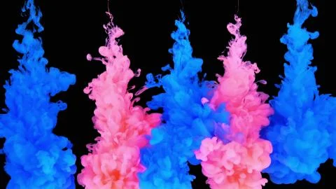 Multicolored composition of ink jets. jets of ink from red and blue colors are Stock Illustration