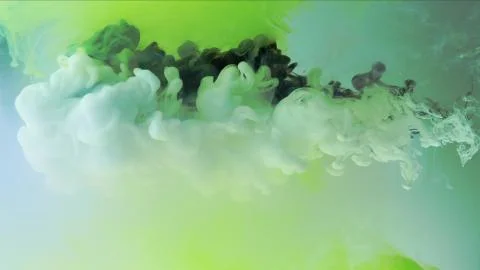 Multicolored composition from ink streams. Black and white streams of ink float Stock Illustration