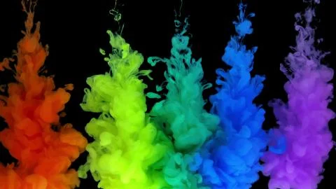 Multicolored composition from ink streams. ink streams from the rainbow spectrum Stock Illustration