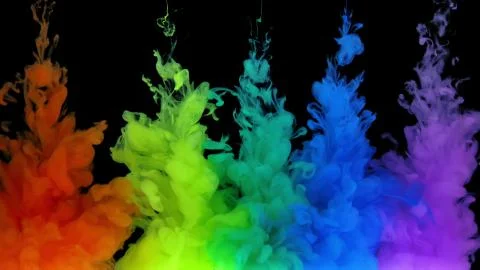 Multicolored composition from ink streams. ink streams from the rainbow spectrum Stock Illustration