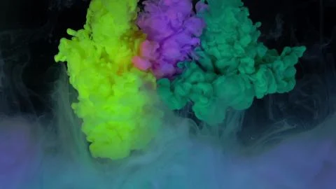 Multicolored composition from ink streams. ink streams from the rainbow spectrum Stock Illustration