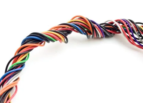 Multicolored computer cable isolated on white background Stock Photos