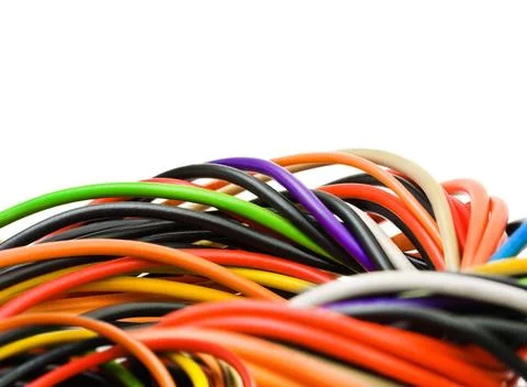 Multicolored computer cable Multicolored computer cable isolated on white ... Stock Photos