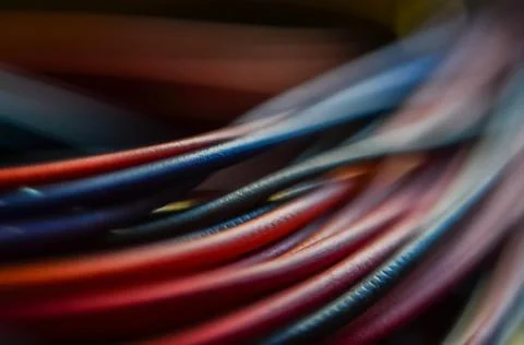 Multicolored computer cables and wires Stock Photos