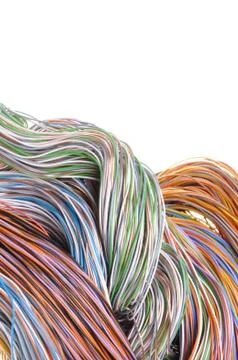 Multicolored computer network cable Stock Photos