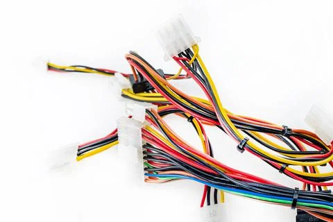 Multicolored computer wires for power supply of peripherals Stock Photos